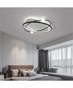 Lustra LED cu Telecomanda Ignacia 90W Dimabila Alb Negru