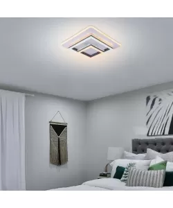 Lustra LED cu Telecomanda Isla, 200W, Dimabila, Negru si Alb, Acril