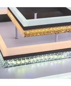 Lustra LED cu Telecomanda Isla, 200W, Dimabila, Negru si Alb, Acril