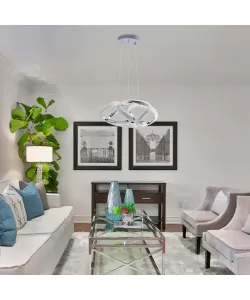 Lustra LED cu Telecomanda Iulia, 80W, Dimabila, Crom