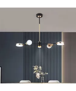 Lustra LED cu Telecomanda Latiffa 66W, Auriu Negru