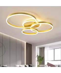 Lustra LED cu Telecomanda Lieu 100W Dimabila Auriu