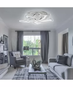 Lustra LED Cristal RGB cu Telecomanda Kamdyn 180W Dimabila Argintiu