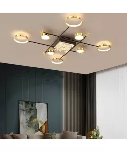 Lustra LED cu Telecomanda Misel 168W, Auriu Negru