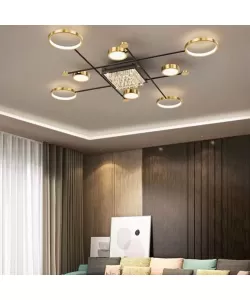 Lustra LED cu Telecomanda Misel 168W, Auriu Negru