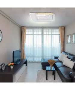 Lustra LED cu Telecomanda Moni, 164W, Alb, Acril si Cristal, Dimabila