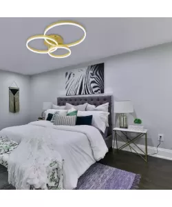 Lustra LED cu Telecomanda Orion, 200W, Dimabila, Auriu, Acril