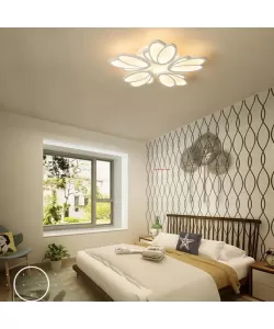 Lustra LED cu Telecomanda Pamela 73W 5 Petale Lumina Rece/Calda/Neutra Dimabila, Alb Lustra LED cu Telecomanda Pamela 73W 5 Petale Lumina Rece/Calda/Neutra Dimabila, Alb