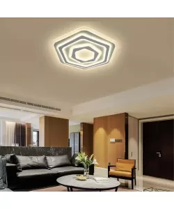 Lustra LED cu Telecomanda Pentagon, 80CM,300W, Alb, Acril, Dimabila