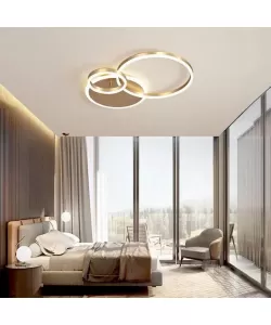 Lustra LED cu Telecomanda Rilia, 100W, Dimabila, Alb cu Auriu