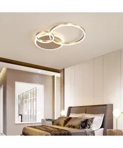 Lustra LED cu Telecomanda Rilia, 100W, Dimabila, Alb cu Auriu