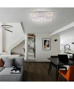 Lustra LED cu Telecomanda Tiana, 107W, Alb, Acril, Dimabila Lustra LED cu Telecomanda Tiana, 107W, Alb, Acril, Dimabila