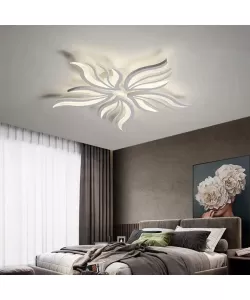 Lustra LED cu Telecomanda Warda 60W 5 Petale Lumina Rece/Calda/Neutra Dimabila Alb