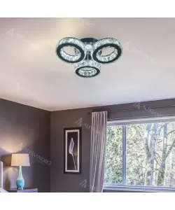 Lustra LED Cristal cu Telecomanda Timotei 30W Dimabila Argintiu Lustra LED Cristal cu Telecomanda Timotei 30W Dimabila Argintiu