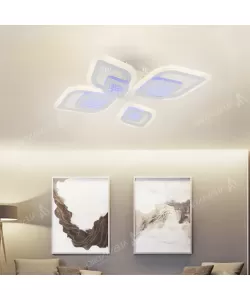 Lustra LED Xeno 3D cu Telecomanda, 120W, 2.4GHz, Acril, Alb