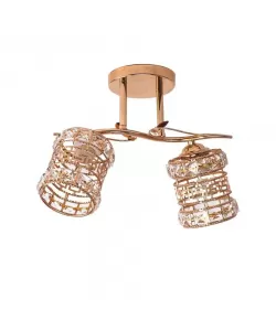 Lustra Lisa, 2*E27, Auriu, Metal si Cristal