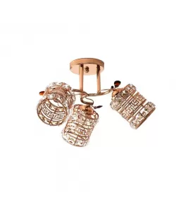 Lustra Lisa, 3*E27, Auriu, Metal si Cristal