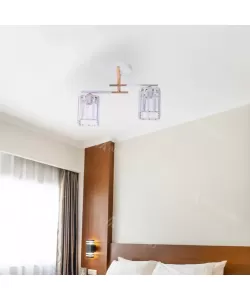 Lustra Mirabela, 2*E27, Auriu, Metal si Cristal