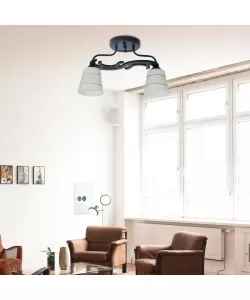 Lustra Mona, 2*E27, Negru, Metal si Sticla