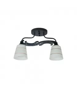 Lustra Mona, 2*E27, Negru, Metal si Sticla