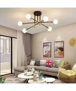 Lustra Neo 6x E27 Negru Auriu