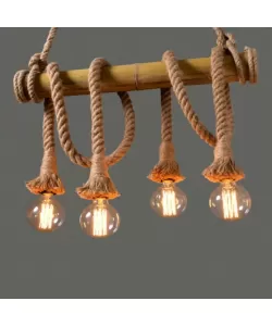 Lustra Nidia 4x E27 Bambus si Franghie Maro