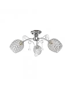 Lustra Pleiones, 3*E27, Metal si Cristal, Crom