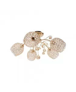 Lustra Pleiones, 5*E27, Auriu, Metal si Cristal