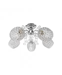 Lustra Pleiones, 5*E27, Metal si Cristal, Crom