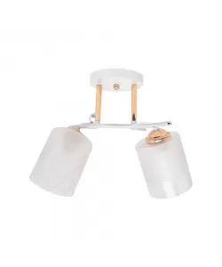 Lustra Pointilis, 2*E27, Sticla si Metal, Alb