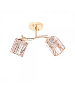 Lustra Raluca, 2*E27, Auriu, Metal si Cristal