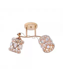 Lustra Rita, 2*E27, Auriu, Metal si Cristal