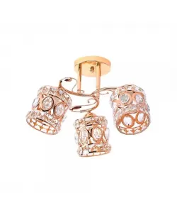 Lustra Rita, 3*E27, Auriu, Metal si Cristal