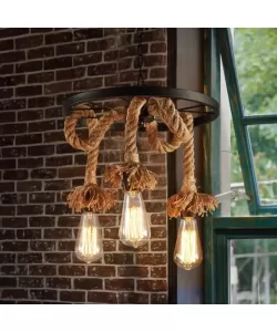 Lustra Roata, 3*E27, Maro, Metal si Sfoara