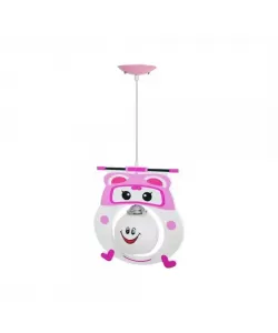 Lustra Rosalia, 1*E27, Alb cu Roz, Lemn si Sticla