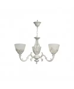 Lustra Rustic, 3*E27, Alb, Metal si Sticla