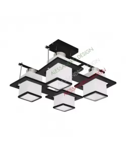 Lustra Rustic 4x E27 Alb Negru