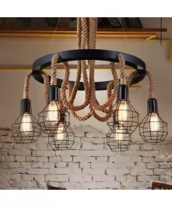 Lustra Andy 6x E27 Metal si Franghie Maro