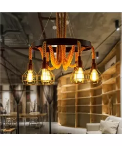 Lustra Andy 6x E27 Metal si Franghie Maro