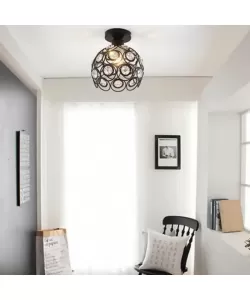 Lustra Vera, 1*E27, Negru, Metal si Cristal