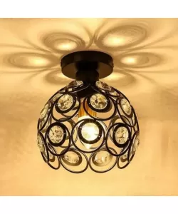 Lustra Vera, 1*E27, Negru, Metal si Cristal