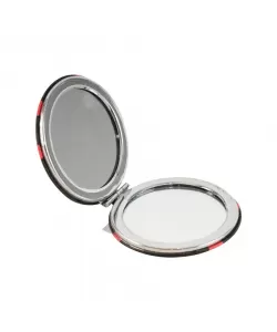 Oglinda de Buzunar cu Imprimeu Floral, Multicolor, Piele Ecologica si Metal