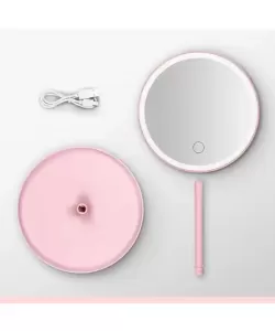 Oglinda pentru Machiaj cu Led, Negru/Alb/Roz, D023 - Roz