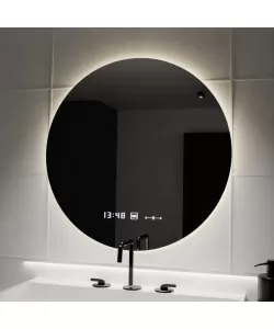 Oglinda LED Senzor cu Sistem Dezaburire si Ceas 70x70cm, colectia Marcello Funghi Oglinda LED Senzor cu Sistem Dezaburire si Ceas 70x70cm, colectia Marcello Funghi