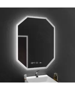 Oglinda LED Senzor Hexaluce Sistem Dezaburire si Ceas 60x80 cm Colectia Marcello Funghi Oglinda LED Senzor Hexaluce Sistem Dezaburire si Ceas 60x80 cm Colectia Marcello Funghi