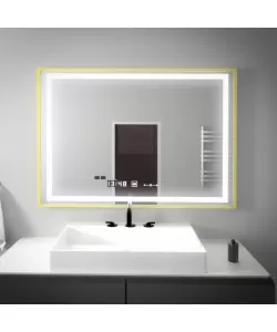 Oglinda LED Senzor Levianth Sistem Dezaburire Rama Aurie Ceas Temperatura 100x80 cm Colectia Marcello Funghi Oglinda LED Senzor Levianth Sistem Dezaburire Rama Aurie Ceas Temperatura 100x80 cm Colectia Marcello Funghi