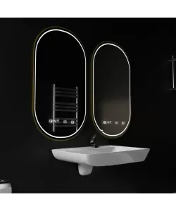 Oglinda LED Senzor Roven Sistem Dezaburire Ceas Temperatura Rama Aurie 50x80 cm Colectia Marcello Funghi Oglinda LED Senzor Roven Sistem Dezaburire Ceas Temperatura Rama Aurie 50x80 cm Colectia Marcello Funghi