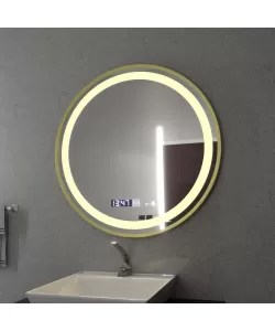 Oglinda LED Senzor Venere Sistem Dezaburire si Ceas Rama Aurie 70x70 cm Colectia Marcello Funghi Oglinda LED Senzor Venere Sistem Dezaburire si Ceas Rama Aurie 70x70 cm Colectia Marcello Funghi