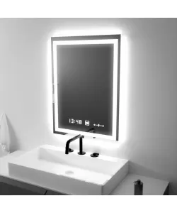 Oglinda LED Senzor Venero, cu functie Dezaburire si Ceas 45x60cm, colectia Marcello Funghi