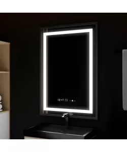 Oglinda LED Touch Favola Sistem Dezaburire Rama Neagra Ceas si Temperatura 75x90 cm Colectia Marcello Funghi Oglinda LED Touch Favola Sistem Dezaburire Rama Neagra Ceas si Temperatura 75x90 cm Colectia Marcello Funghi